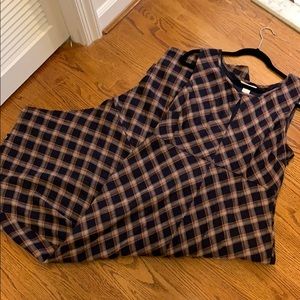 Navy and brown plaid maxi dress